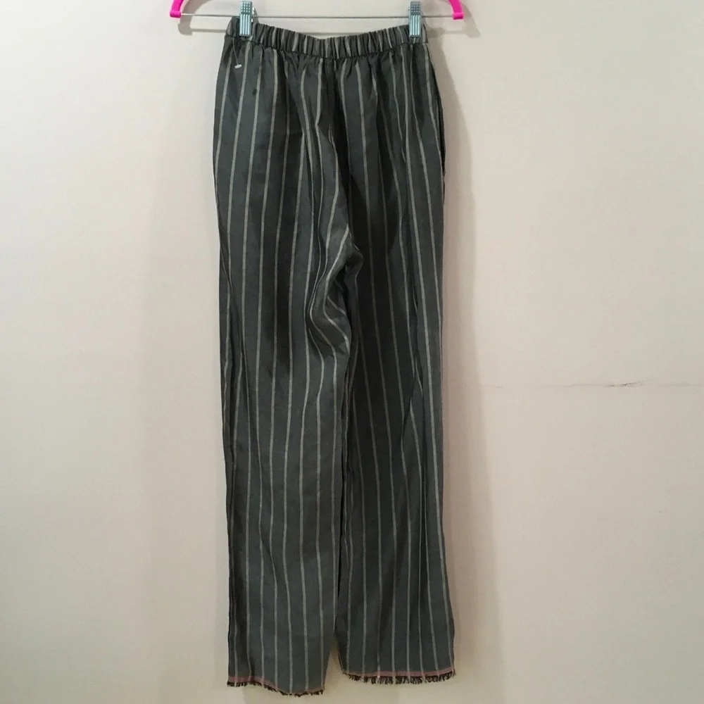 ZARA Pants Striped Ankle Pull On Grey Cupro Womens S Frey Snap New 9449/081 - Picture 2 of 9